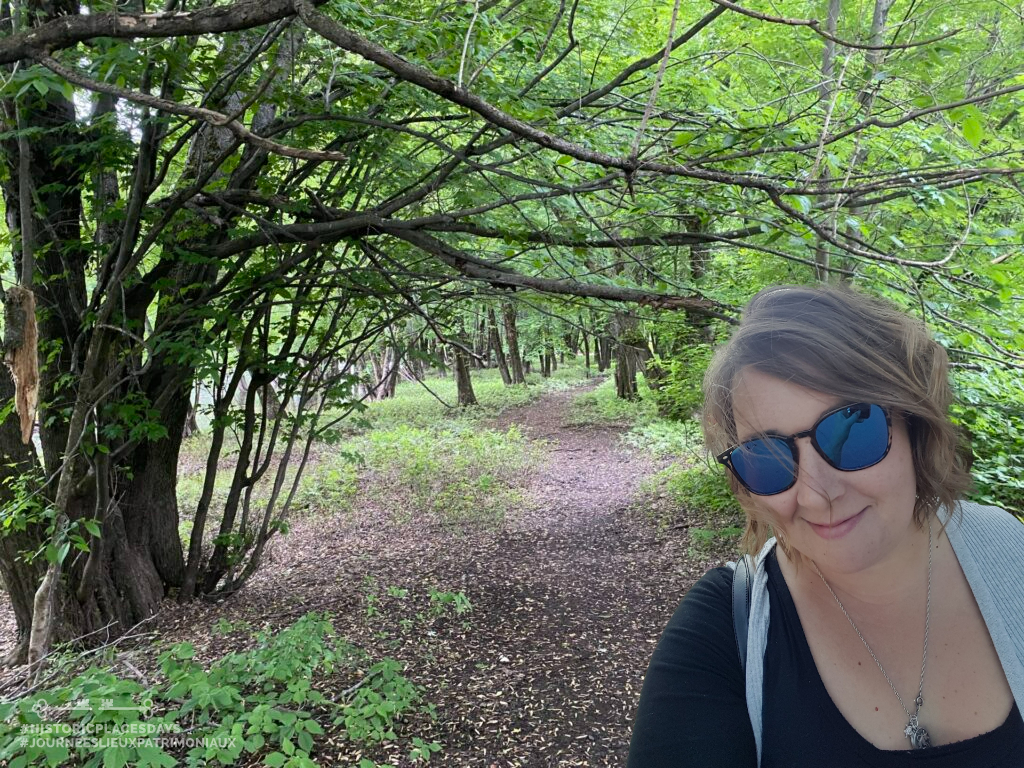 Digital selfie of a National Trust staff member at the site of the 1796 escape of Nancy Morton, a woman enslaved by a loyalist in New Brunswick